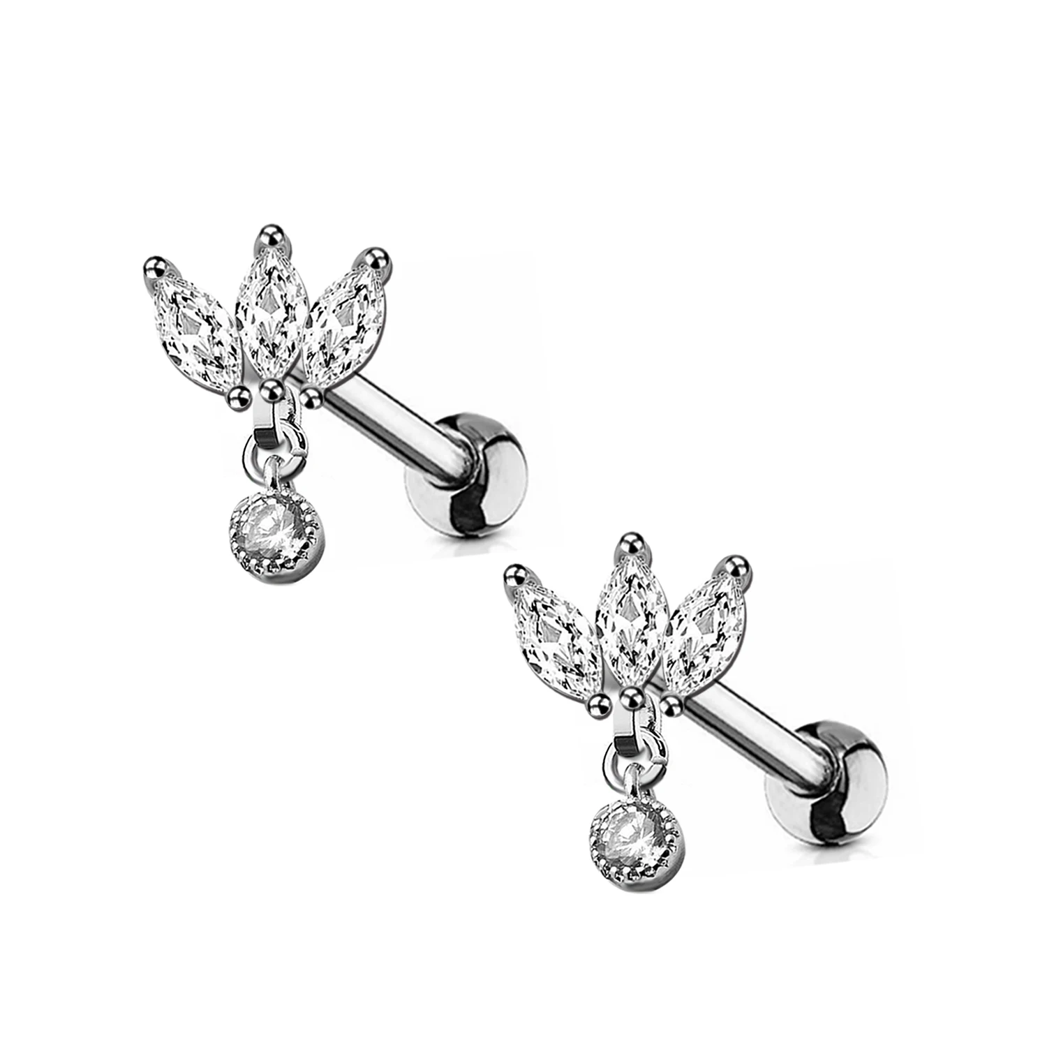 2024 Oem 1pair Zircon Diamond Skeleton Gold Fine Industry Ear Piercing Earrings Jewelry Pierced