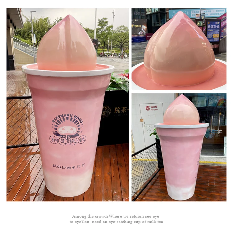 Factory Customs Simulated 1.8 M Boba Cup Milk Tea Cup Statue Sculpture  Large Fiberglass Resin Milk Tea Statue for Decoration - China Sculptures  and Home Decoration price