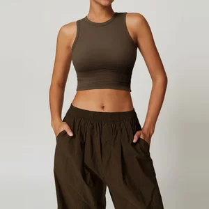 Cross-Back Yoga Sports Bra Top High Impact Support Breathable Workout Tank for Women