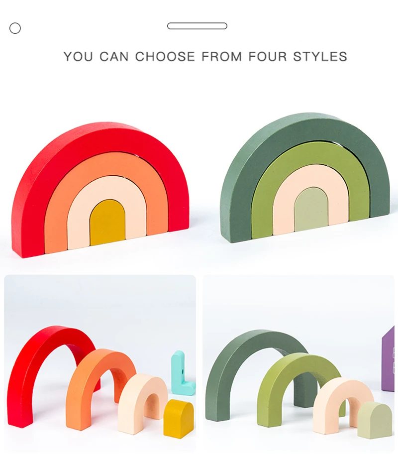 Large Wooden Rainbow Stacker Game Rainbow Stacking Toys Montessori