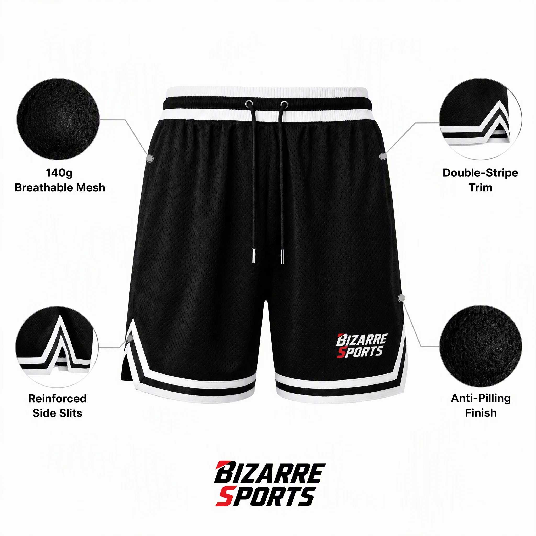 Y49 Atmungsaktive Sommer-Basketballshorts für Herren, hochwertig aus Spandex/Nylon, individuell mit Teamname und Nummer bedruckbar, Reißverschlusstaschen, bequemes Mesh-Material