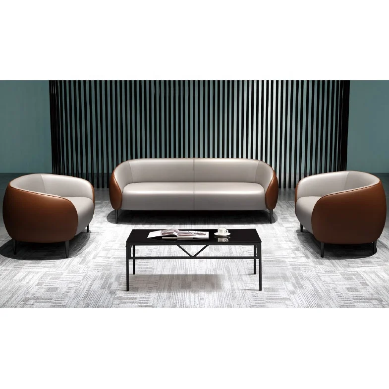 本革レザーソファ モダンデザイン 新しいスタイルのデザイン 現代的なオフィスソファ 7 シーター