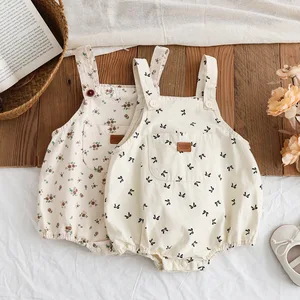 Autumn Collection Cotton Romper Printed Strap Design Cute Outfit Baby Rompers
