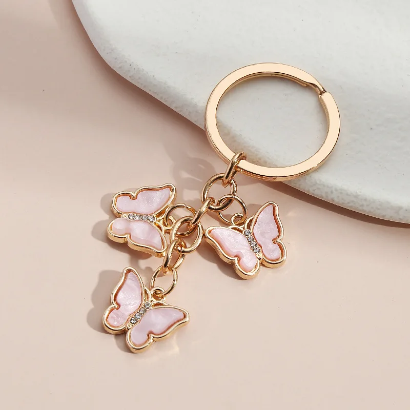 Cute Keychain Oil Butterfly Key Ring Enamel Titanium Steel Animal Key Chains for Women Girls HandbagAccessories Handmade Jewelry