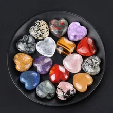 30mm Large Heart Shaped Crystal Natural Gemstone Balance Pocket Love Worry Stone Crystal Thick Heart Gifts Home Office Decor