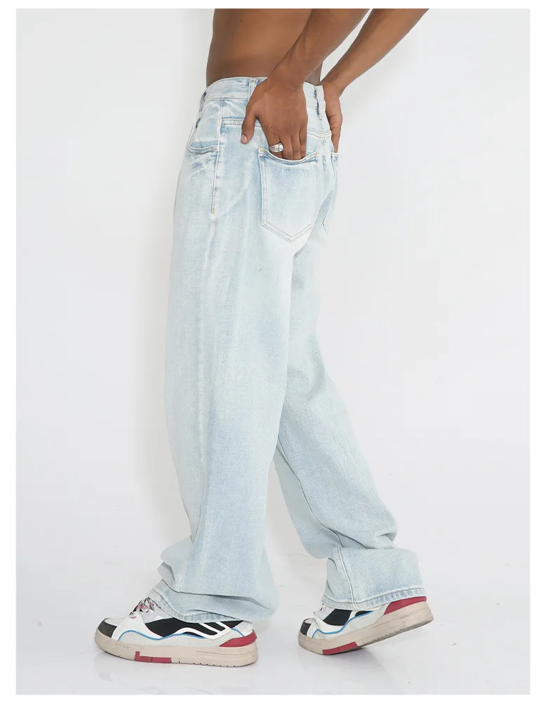 2024 Nuovo produttore di colore semplice dritto Jeans azzurri chiari dal design personalizzato per uomo_voghion.com