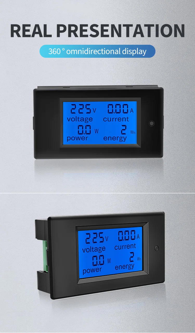 Akozon DC Power Meter PZ-021 20A Digital LCD Display 80〜260V 20A Multifunction Voltage Current Meter