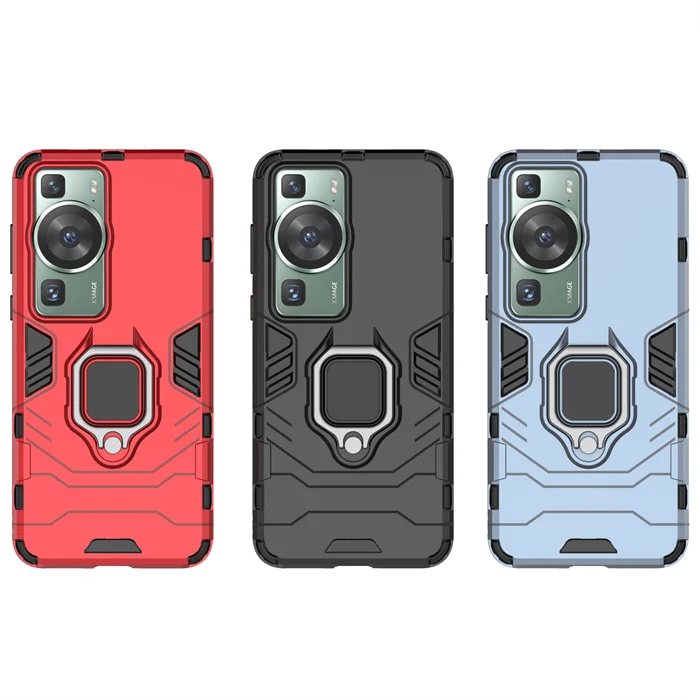 Rugged Shockproof Phone Case Art Magnetic Ring Holder Kickstand Armor Case Cover For Huawei P60