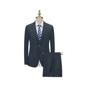Men's Double Button Casual Set Supplier 67% Antibacterial Polyester Fiber 29% Adhesive 4% Spandex Button Fly Pant Business Suit
