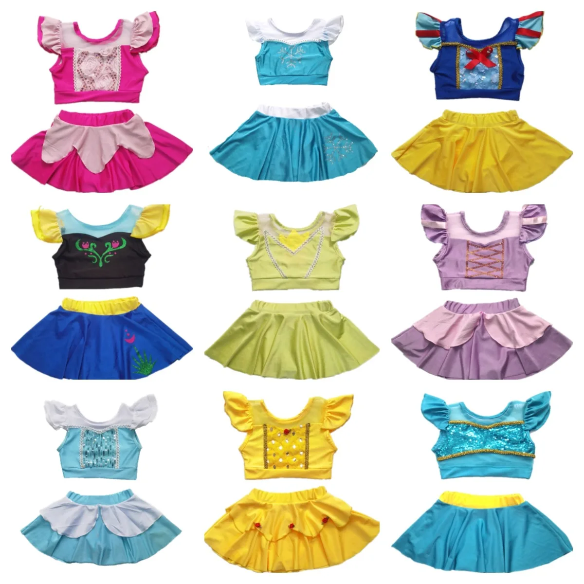 22 Summer Swimsuit Kids Baby Girls Sleeveless Colorful Shell Print Two Piece Swimsuit Princess Bathing Suit For Children Girls Buy Girls Swimwear Snow White Elsa Anna Bikini Aurora Belle Bathing Suit Jasmine