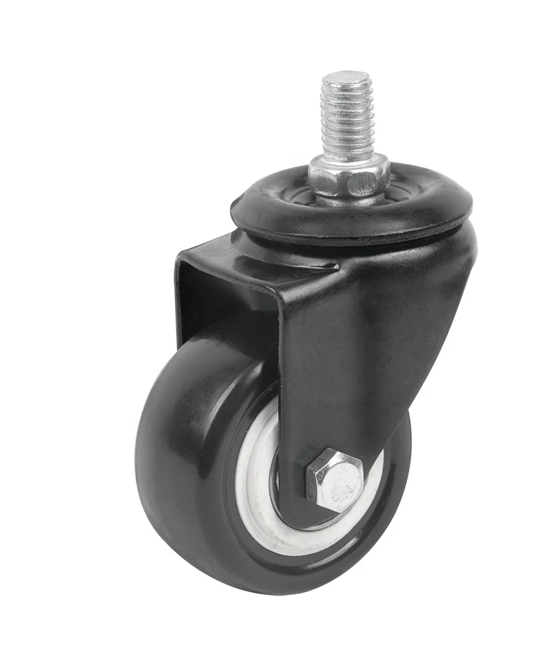 2 Inch 50mm Furniture Casters Wheels Swivel with Pu Race Board Thread Stem Chair Brake Cylinder