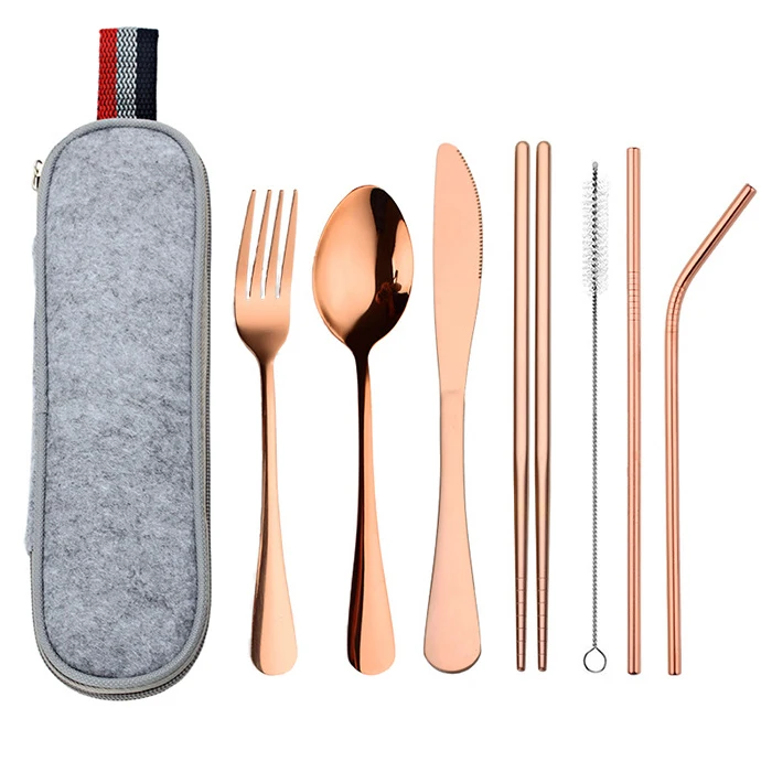 NVIYAM Campingbestekset, 3 stuks herbruikbare roestvrijstalen sporkken, bestek om mee te nemen, outdoor bestek, camping, reisbestek, set, groen