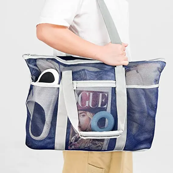 Beach Bag Mesh Beach Bags With 9 Pockets Large Beach Totes For Women