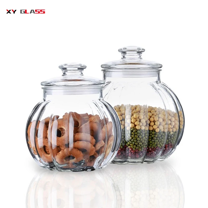 Reusable Heart Pumpkin Shaped With Lid Cooking Borosilicate Glass Jar