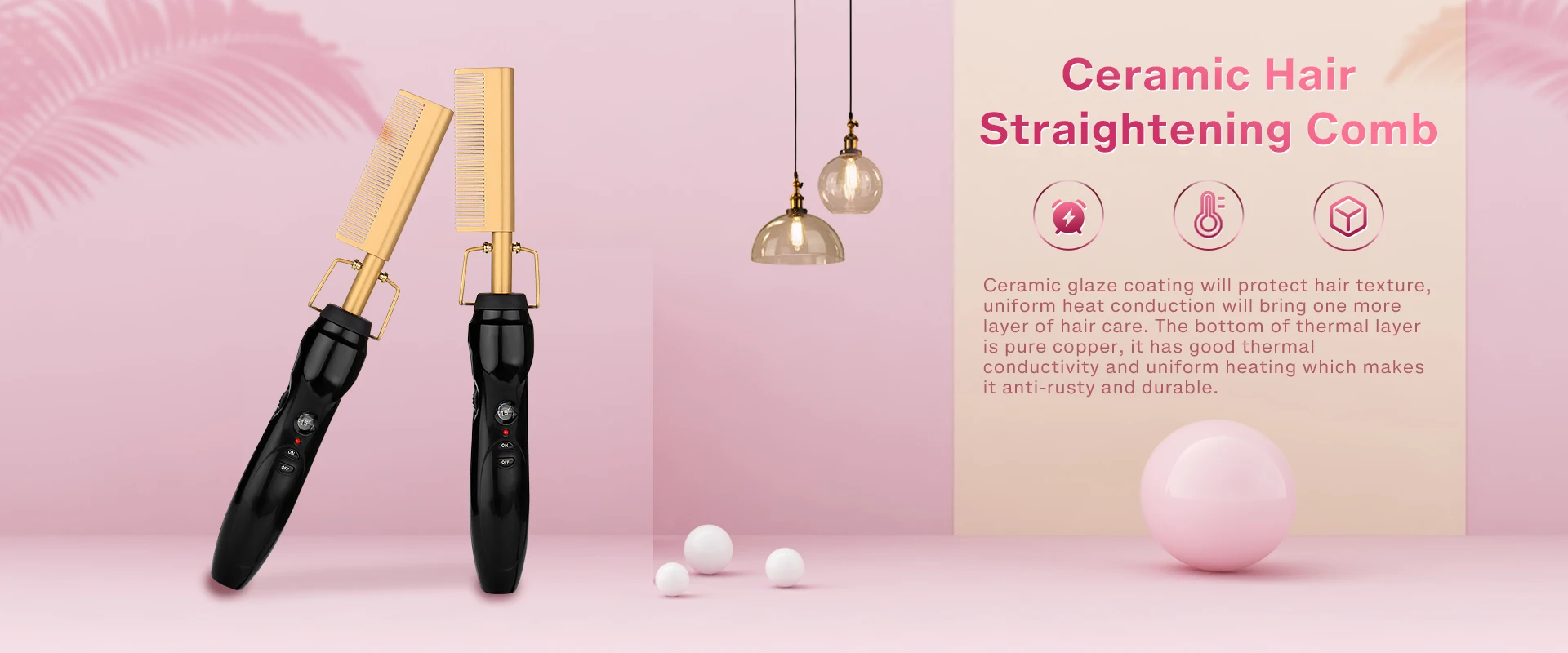 Hot Comb Electric For African Hair Gold Pressing Comb For Wig Hair