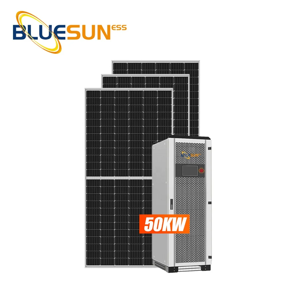 Bluesun Hybrid Solar Power Generator 50Kw Rooftop Sun Energy Power Solar Panel 50Kw Complete Set Commercial System