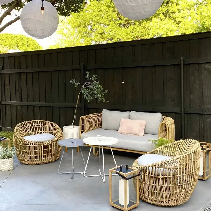 South Africa Outdoor Garden Patio Plastic Rattan Wicker Woven Furniture  Wicker Rattan Sofas Set From Artificial Rattan