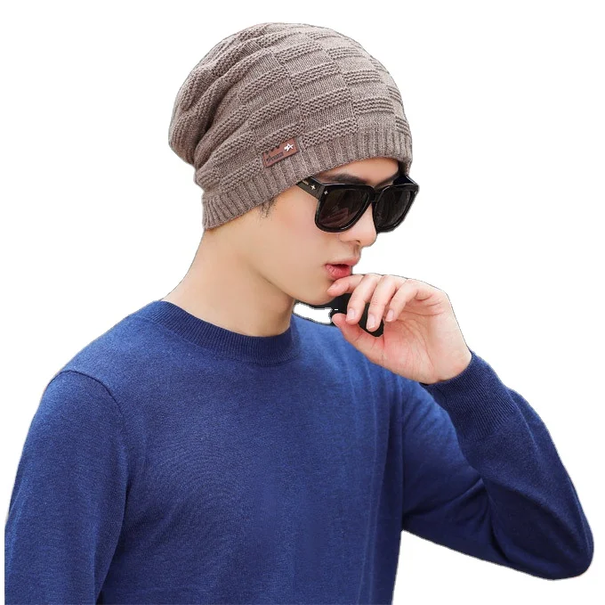 Hot Sale Warm Thick Knit Winter Cap Men Solid Beanie Hat With Scarf Collar Buy Knitted Beanie Hat Winter Warm Knitting Hats Knit Hat Beanie Product On Alibaba Com