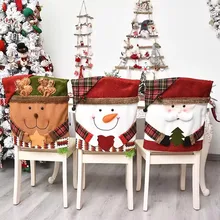 Nicro Christmas Festival Santa Kitchen Table Chair Cover Home Decoration Red Kitchen Back Cover Washable Banquet Chairs Cover