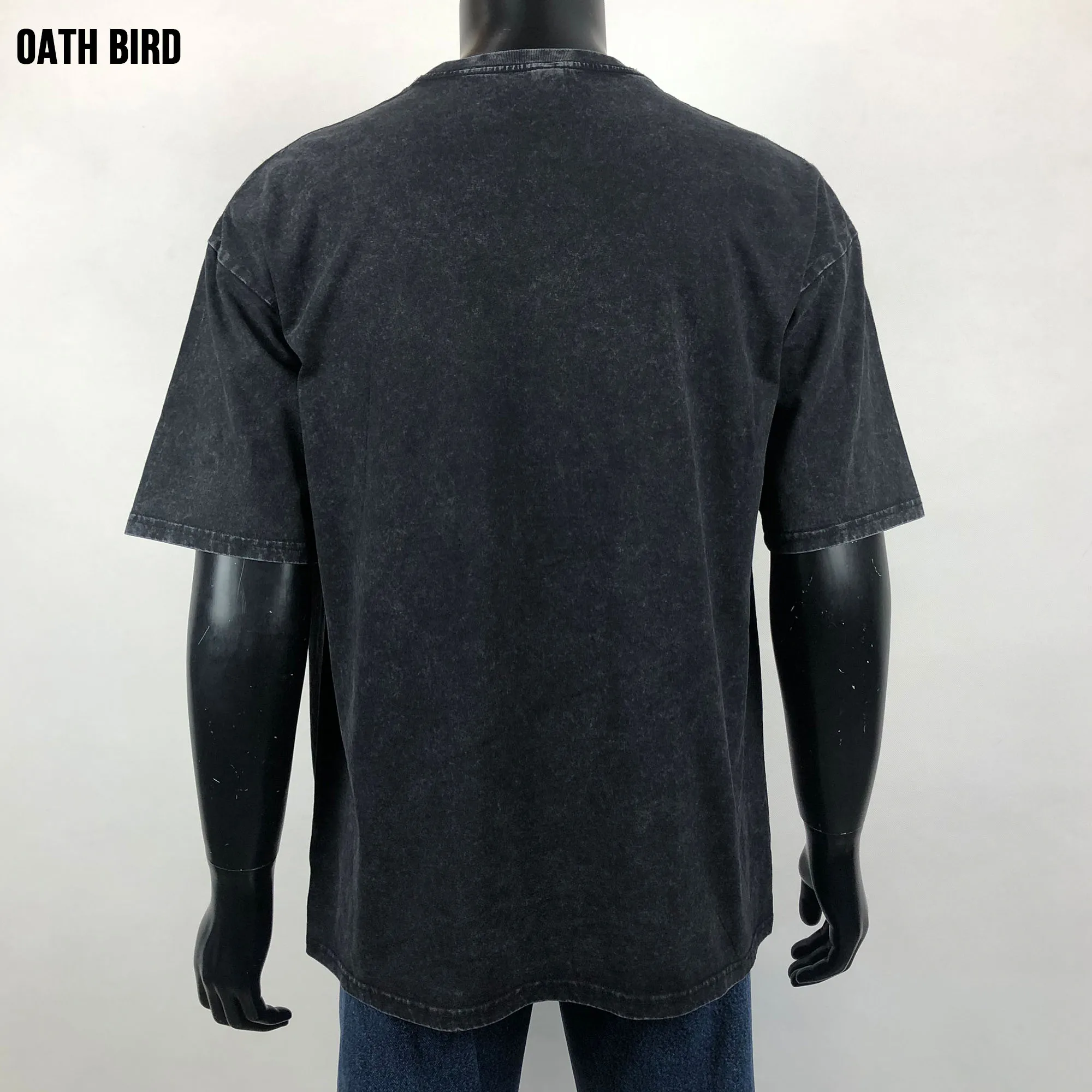 oversized acid wash t shirt back view drop shoulder tee