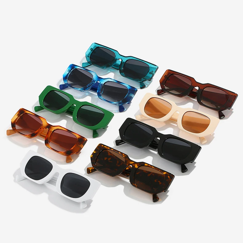 MINCL Hip Hop Square Sunglasses - Small Metal Frame With Clear Color Lens, UV400 Protection - View #5