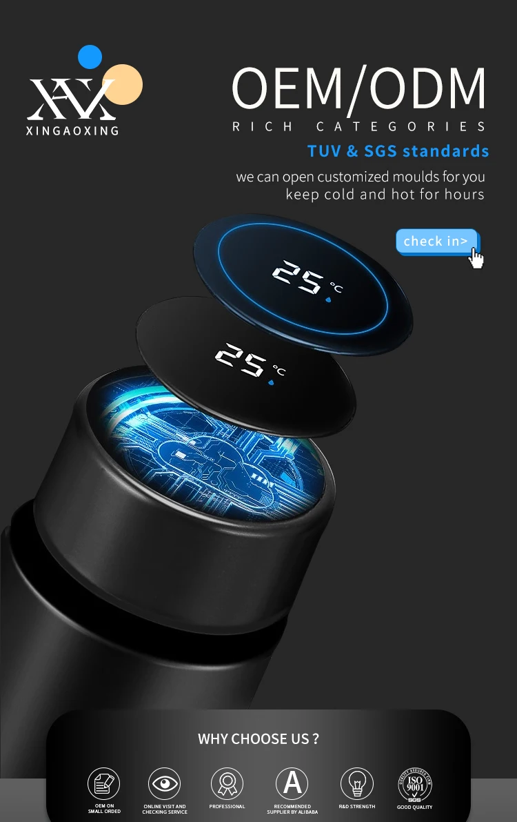 500ml Termo Thermos Bottle Cup Flask Led Temperature Display Stainless