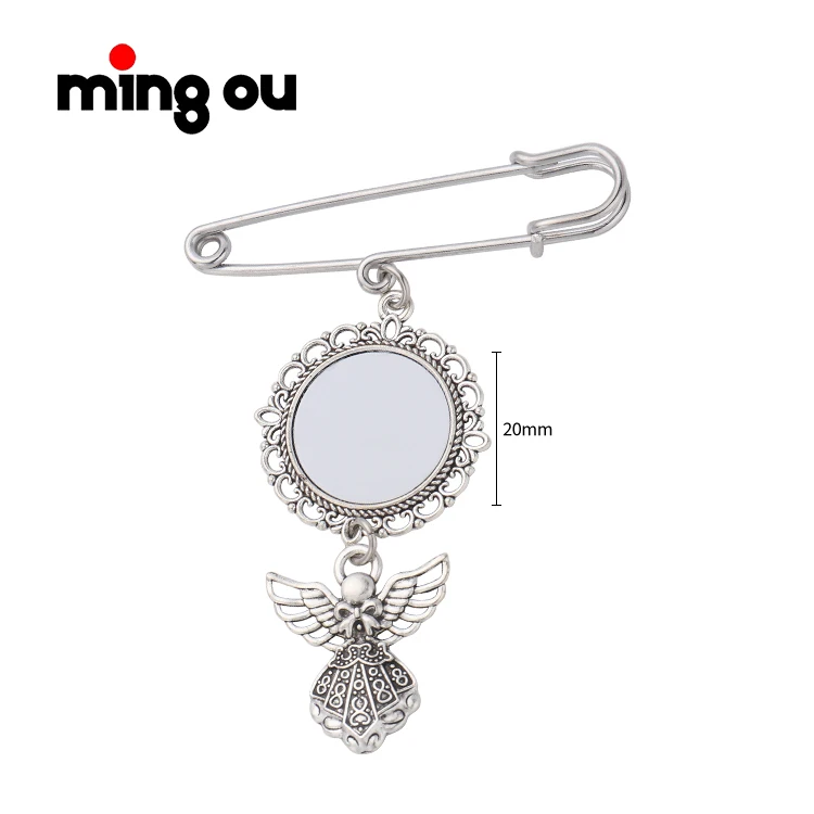 DIY Custom  Brooch Sublimation Metal Brooch with Angel wings