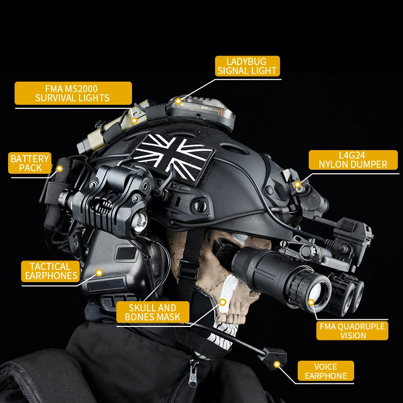 COD Ghost Tactical Helmet Night Vision Set & Communication Headset