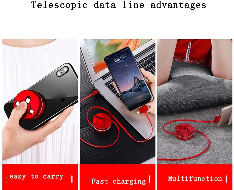 
 2021 Новинка 3 в 1 двухсторонний Выдвижной usb-кабель для зарядки для iphone для android для type C Красочный usb-кабель  