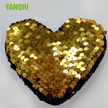 fashion design 3D sequin heart badge sew on beading patches for women garment