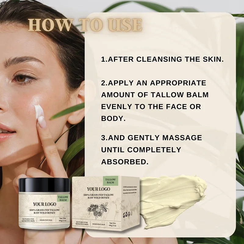 Hot Selling Whipped Beef Tallow Wild Honey Face Cream Skin Hydrating Nourishing Face Moisturizer Tallow Balm(pic4)