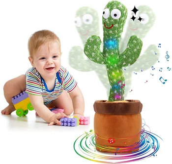 New Hot Selling Dancing Talking Fancy Cactus Bailarin Stuffed Plush Toy With LED Light Singing Wiggly Toy Cactus Dancer