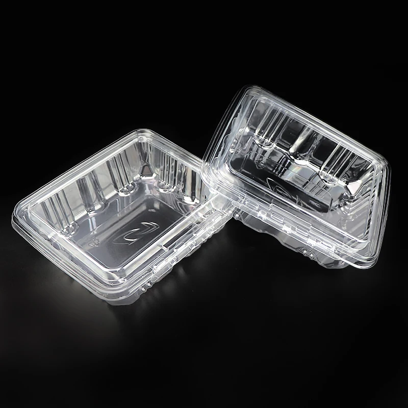 Tamper Proof Plastic Hinged Container Tamper Evident PET Containers PET Food Salad Container for Nuts, Fruit, Salad Packaging