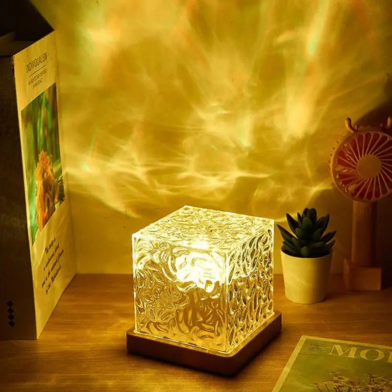 USB Projector Cube Remote Control 16 Colors Ocean Wave Sensory Light 30 Lighting Modes Wave Lamp for Bedroom