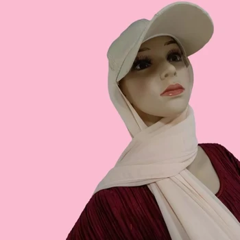 New Custom made baseball cap with hijab together for Muslim Women Jersey Scarf With Baseball Cap With Chiffon Scarf Available