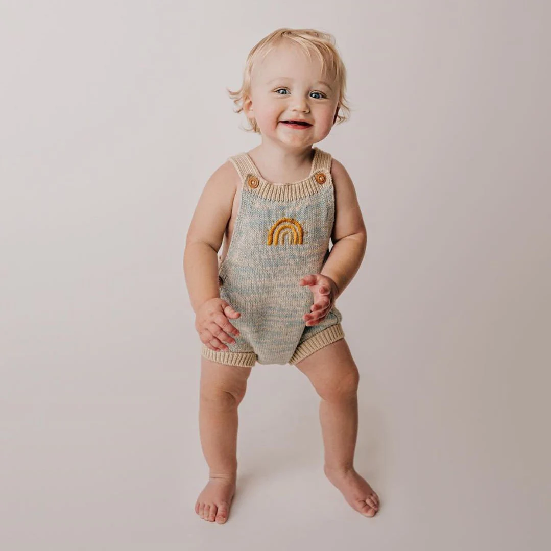 Y-F детские свитера ручной работы с яркой вышитой радугой для новорожденных комбинезоны милые дети, гимнастический костюм, одежда, комбинезон