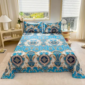 New Patterns Hot Sale Polyester Bedsheet King Size Bed Set Soft  Material Flat Sheet