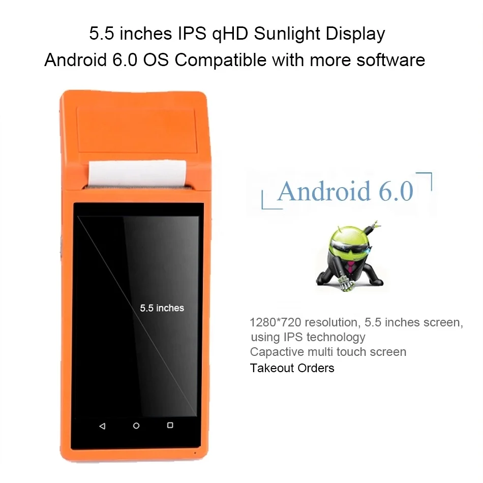 Mini Touch Pos Terminal Car Parking System Payment Collection Android Pos Ticket Printer Machine