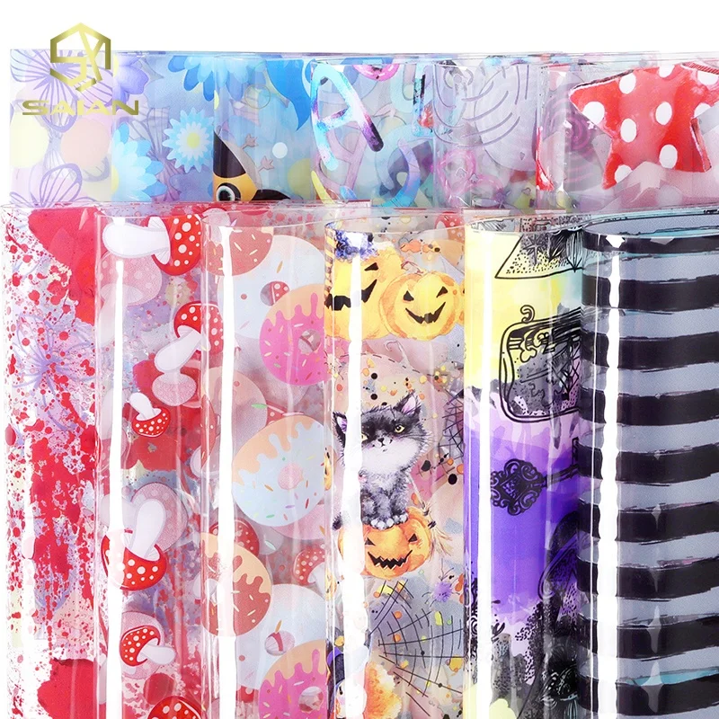 0.5MM Custom UV Printing Pattern Printed Plastic Jelly Roll PVC Film Plastic Clear Vinyl Fabric Roll for DIY Bows Bags