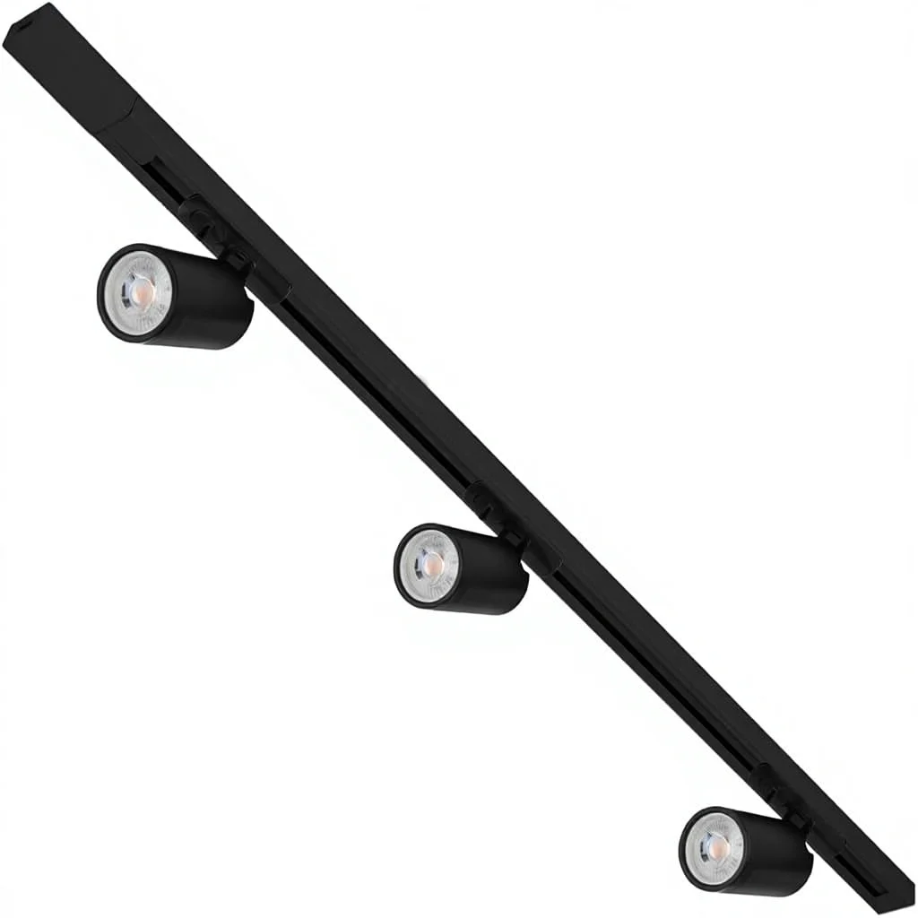 ILLUX-rälsbelysningskit TL-2910.RNKT1 GU10, varmt ljus 2700 K, svart, för kommersiellt och bostadsanvändning (elegant modern design)