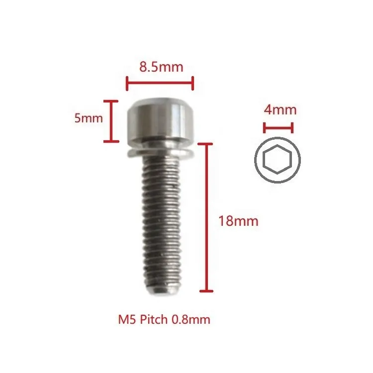 MTB Bike Stem Bolts and Washers Set Titanium Metric M6 X 16/18/20MM Tapered Head
