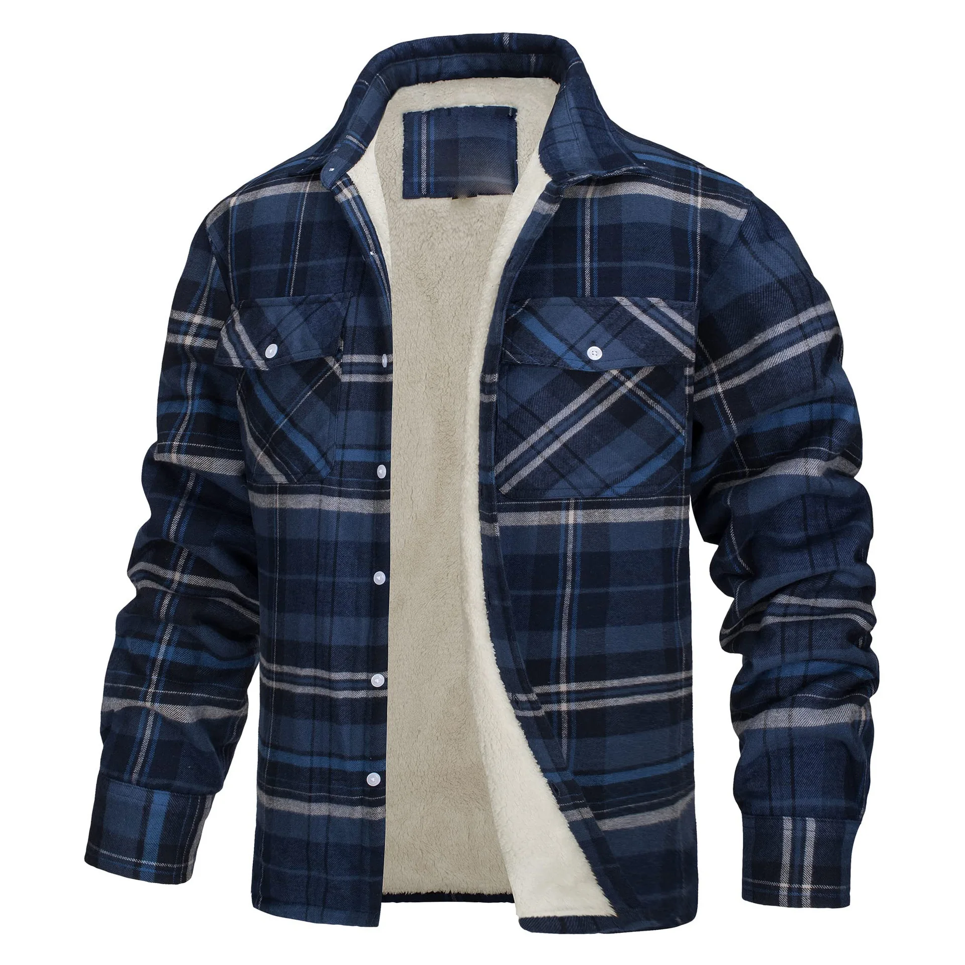 European American Men's Casual Outerwear New Arrival Long-Sleeved Lapel Plaid Cotton Blend Windproof Jacket
