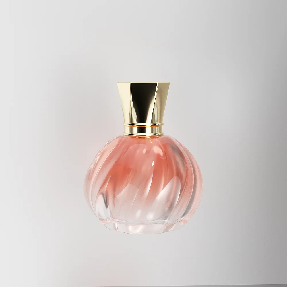 Градиентный цвет пустой роскошный логотип круглой формы стеклянный флакон для духов 50 мл с золотой