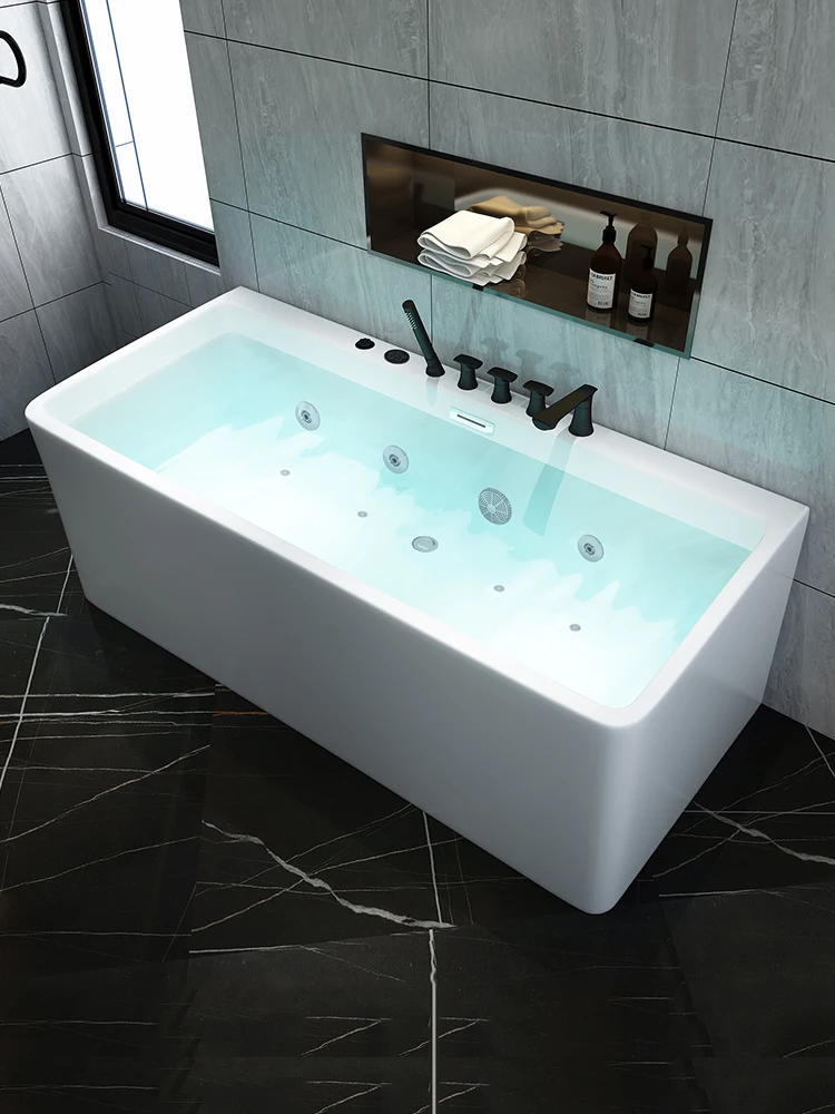 Waltmal Cheap white acrylic jacuzzi bathtubs hot Freestanding Massage tubs with shower WTM-02558