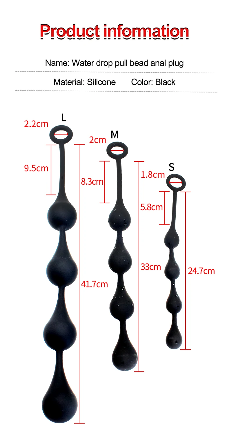 Inflatable Water Drop Silicone Anal Beads Plug Men's Masturbator Sex Toy with Vibrator Tail Anal Sex Toy