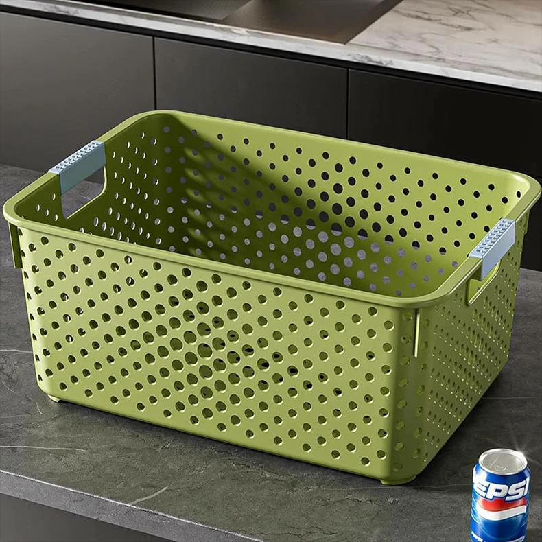 Plastic Storage Basket Desktop Drain Snack Toy Organizer for Dormitory and Kitchen Use Japanese Miscellaneous Storage Basket factory