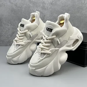 Thick-soled Shoes Men's 2026 Summer New Style Elevated High-height Pointed Toe Artificial PU Upper Tie Closure Super
