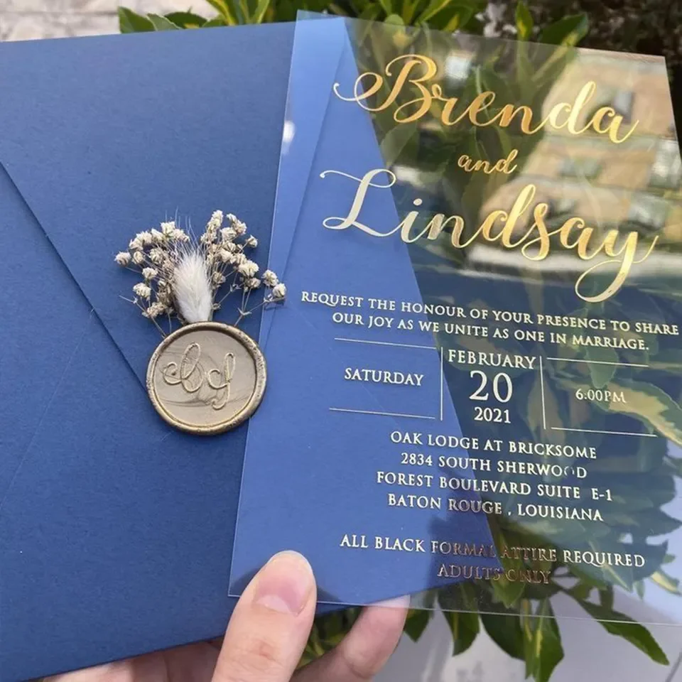 Пользовательские дизайнерские настольные приглашения Роскошные греческие прозрачные карты меню для свадьбы