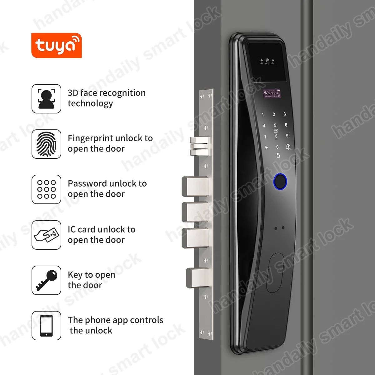 Elektronikong Digital na Biometric na Fingerprint Lock na may Wifi, Tuya Keyless na Door Lock na may 3D Face Recognition Access, Smart Door Lock K36