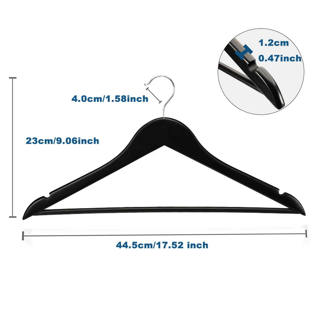 Coat Custom Logo Hangers Set Clothes Shops Black Wooden Clothes Hangers